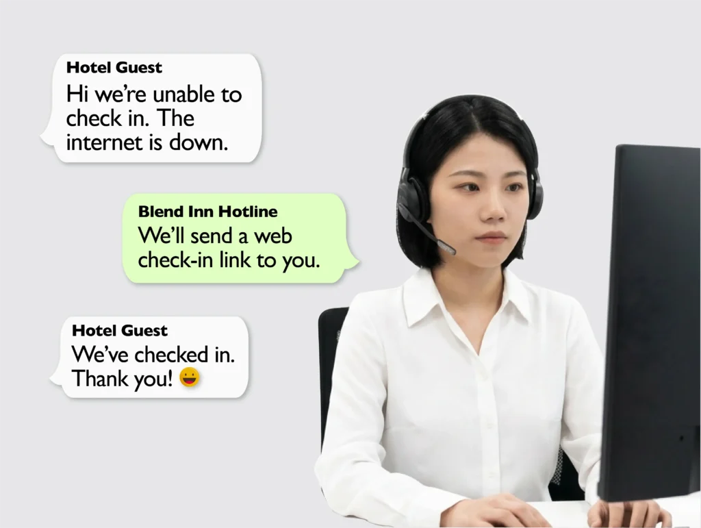 Blend Inn Hotel Hotline handle the manual check-in when internet down or power outage.